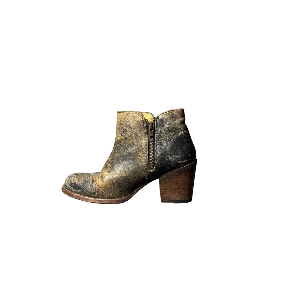 Bed Stu Manchester Leather Ankle Boots Distressed Black Gold W7 8257 - Picture 4 of 9